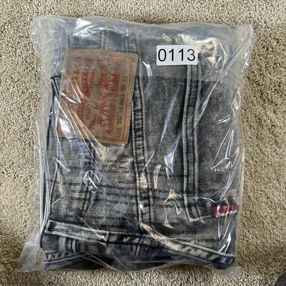 Levis 502 HI-BALL Mens Dark Gray Acid Wash Jeans 32x31 Cotton Blend Stretchy NWT - Picture 15 of 15